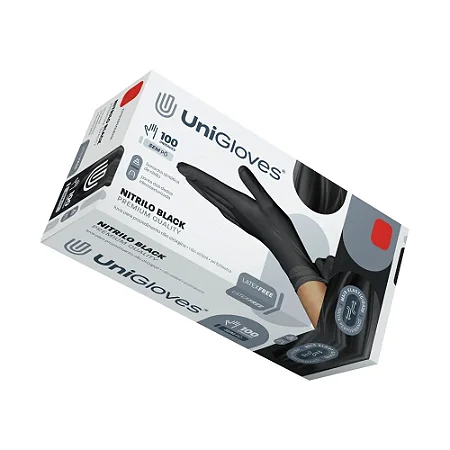 Cx Luva Nitrilo Black M S/ Pó 100un Unigloves