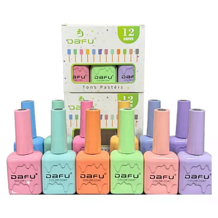 Kit 12 Esmaltes em Gel Dafu Coleção Tons Pastéis