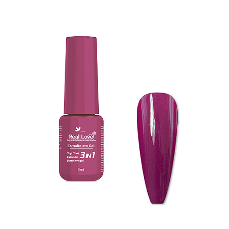 Esmalte em Gel 3 em 1-Base/Esmalte/Top Coat - Real Love - Cor 35