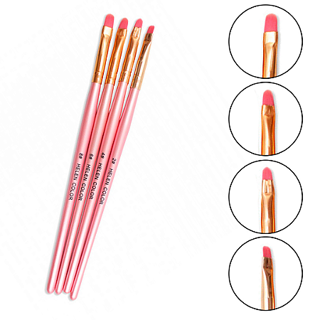 Kit c/ 4 Pincéis Língua de Gato Helen Color