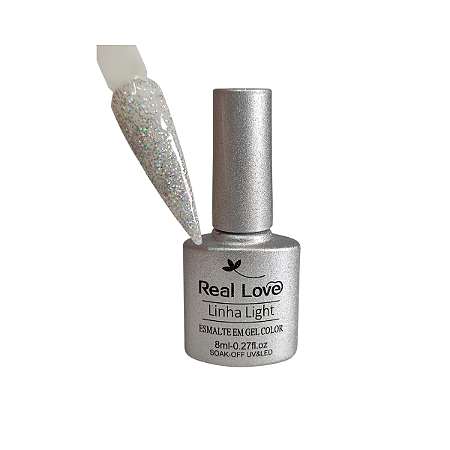Esmalte em Gel Real Love Glitter Prata 006