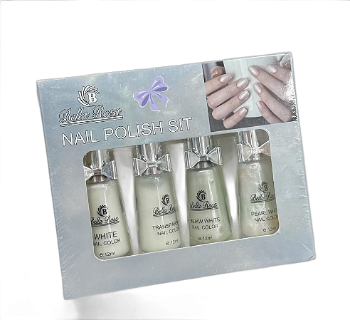 Kit Esmalte Comum - Branco - Renda- Perolado- Perolado Cristal