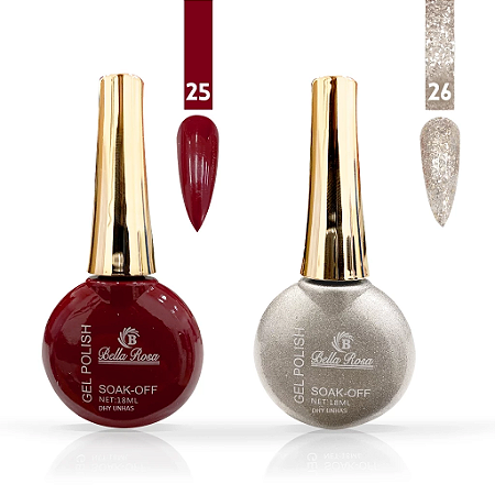 Kit 2 Esmaltes Em Gel Two Color 13 -18ml Bella Rosa