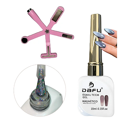 Kit Esmalte Em Gel Magnético Olho De Gato Holográfico + Imã