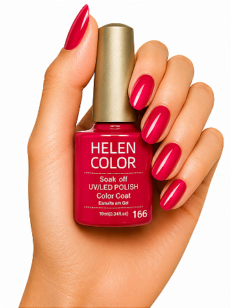 Esmalte em Gel Helen Color 10ml - Vermelho Rosado 166