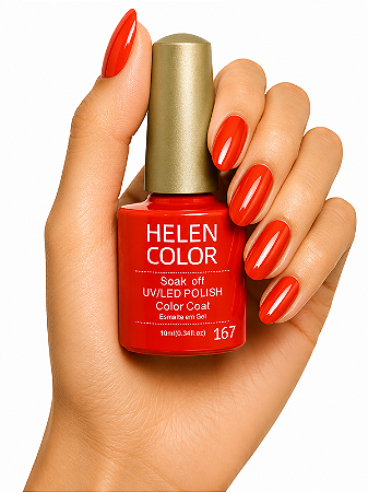Esmalte em Gel Helen Color 10ml - Vermelho Laranja 167