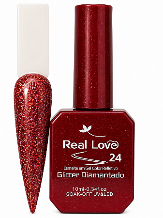 Esmalte Gel Glitter Diamantado Real Love Sem TPO - 24
