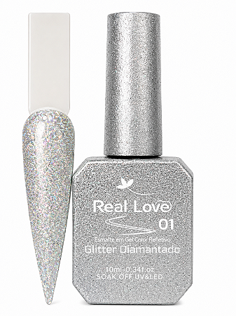 Esmalte Gel Glitter Diamantado Real Love Sem TPO - 01