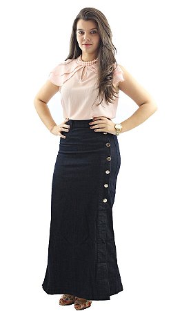 saia jeans preta moda evangelica