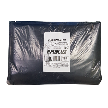 Saco para Lixo Reforçado Emblux - Granel - 100 Litros 100 Unidades