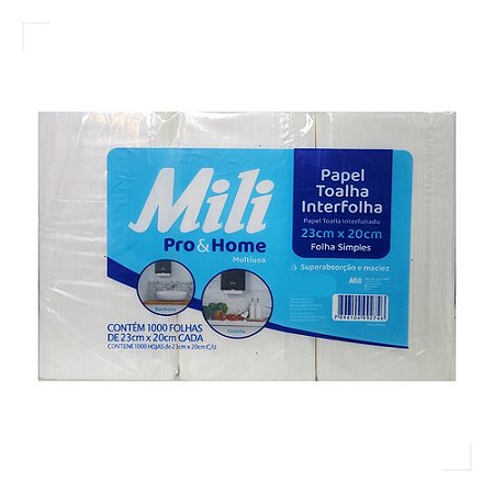 Toalha de Papel Mili Interfolha Pro & Home 23X20cm 1X1000