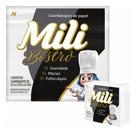 Guardanapo Folha Dupla Mili Bistrô 23X22,5cm 1X50