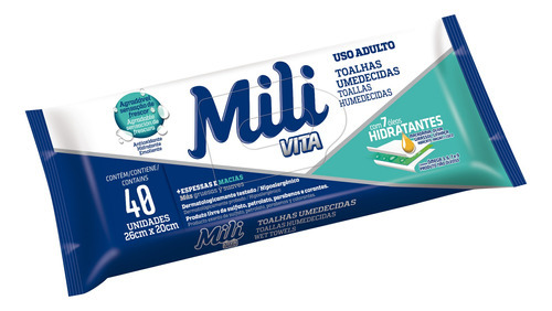 Toalha Lenço Umidecido Mili Vita Care Adulto 1X40