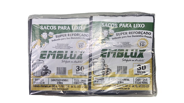 SACO PARA LIXO ALMOFADA EMBLUX 30 LITROS- FD25