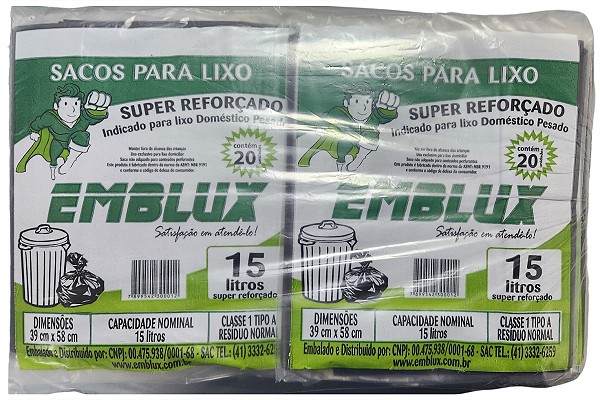 SACO PARA LIXO ALMOFADA EMBLUX 15 LITROS- FD25