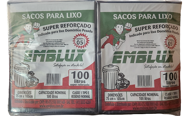 SACO PARA LIXO ALMOFADA EMBLUX 100 LITROS- FD25