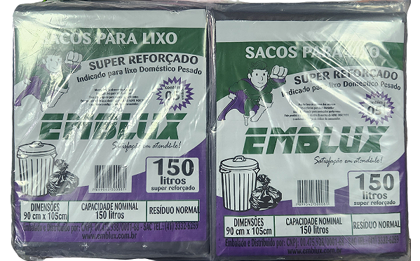 SACO PARA LIXO ALMOFADA EMBLUX 150 LITROS- FD25