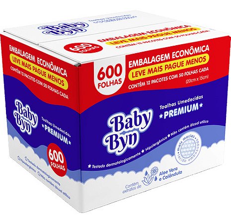 TOALHA UMEDECIDA BABY BYN PACK 600 12X50FLS