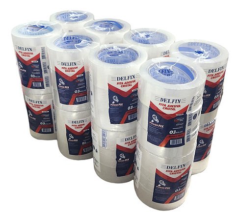 Fita Adesiva Powerfix Cristal Lisa 45mmx100m Caixa 48 Rolos