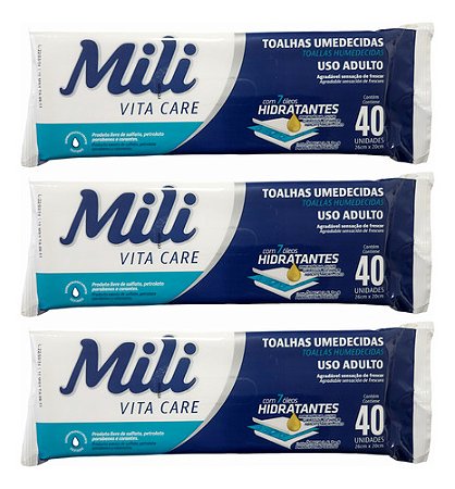 Lenço Umedecido Mili Vita Care Toalha P/ Uso Adulto 120 Unid