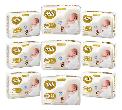 Fralda Descartável Mili Love & Care Premium Rn 9x18 Unidades