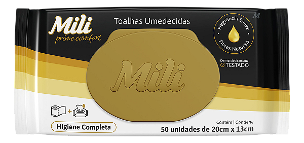 Toalhas Umedecidas Mili Prime Comfort 50 Un Hipoalergenica