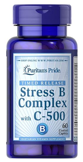 Stress Vitamin B-Complex com Vitamin C-500 Timed Release | 60 Coated Caplets - Puritan's Pride
