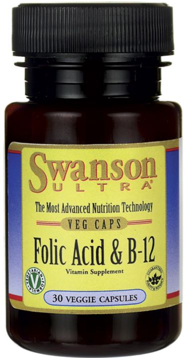 Ácido Fólico + Vitamina B-12 1000mcg | 30 Cápsulas - Swanson ULTRA