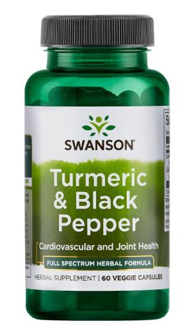 Açafrão da Índia (Turmeric) Curcuma Longa + Pimenta Negra (Black pepper) | 60 Cápsulas - Swanson