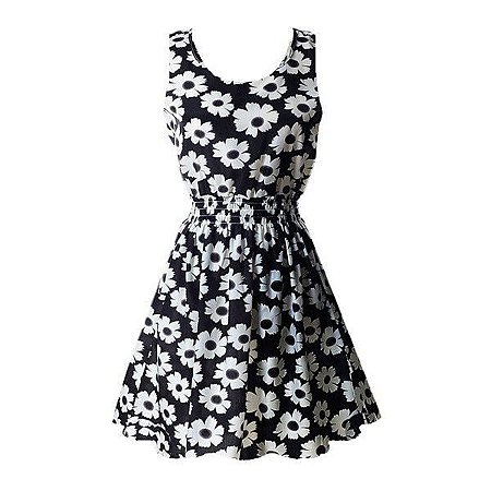 Vestido Chiffon Estampado Hot Summer Fashion Sem Mangas