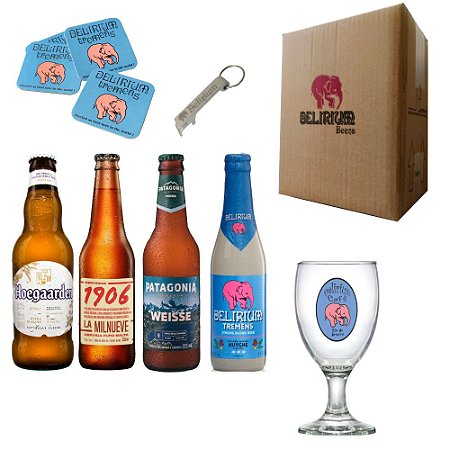 Kit Presente Cervejas Nível Iniciante + Taça Delirium Café