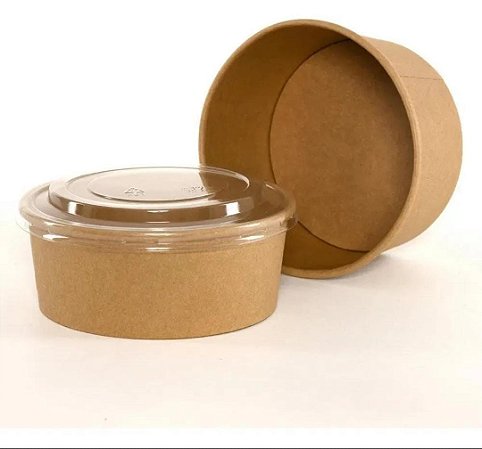 Pote Bowl Kraft 1000ml Alimentos Secos Molhados 50un C/tampa