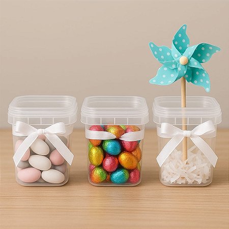 POTE QUADRADO PLÁSTICO TEMPEROS, CALDOS, FAROFA, BISCOITOS 500ml - 50 Unidades