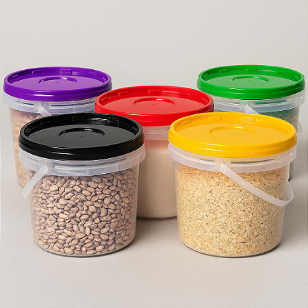 BALDE PLÁSTICO ATOXICO COM LACRE PARA ALIMENTOS E OUTROS 3,6 Litros - 10 unidades