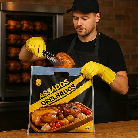 EMBALAGEM PARA FRANGO ASSADO SACOLA TÉRMICA RESISTENTE - 100 Unidades