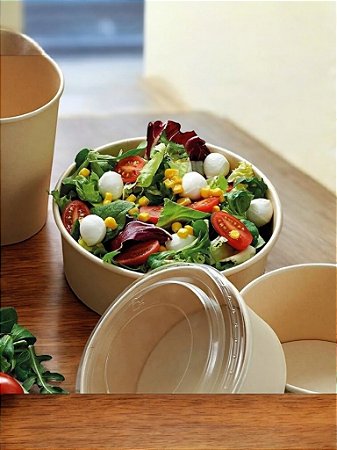 Pote Bowl Kraft 1300ml Alimentos Secos Molhados 10un C/tampa