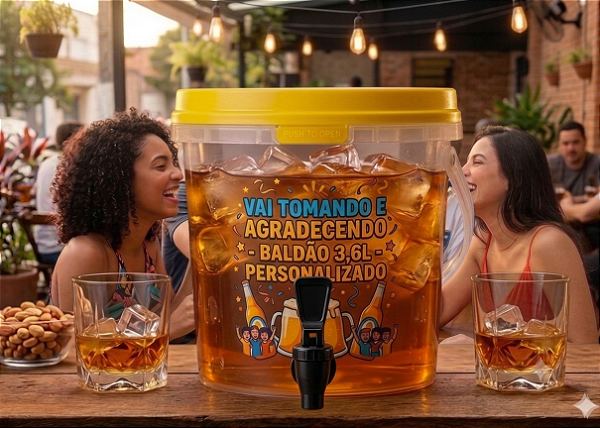 10 Baldes Dispenser bebidas Transparente 3,6L Torneira Personalizado