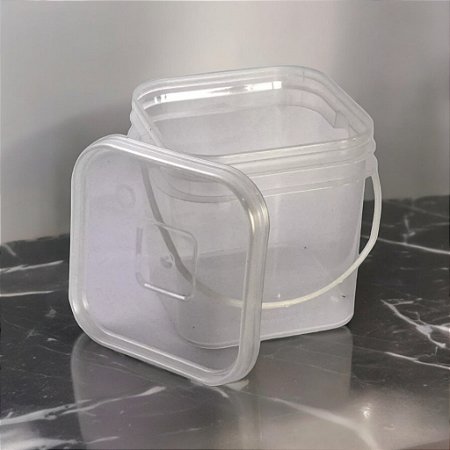 BALDE QUADRADO PLÁSTICO ATOXICO COM ALÇA PARA ALIMENTOS E OUTROS 2,2l - 10 und