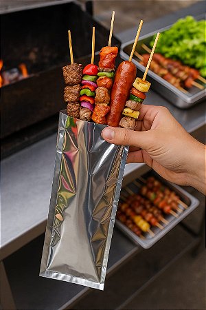 Embalagem Espetinhos Crepe Liso Saco Térmico -250 Unid.