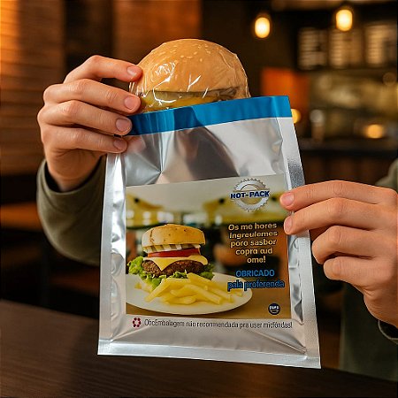 Embalagem Lanches Hambúrguer Saco Térmica - 250 Unid