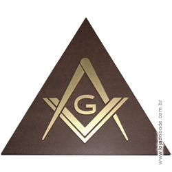 Delta (Triângulo) em madeira com Esquadro e Compasso em dourado