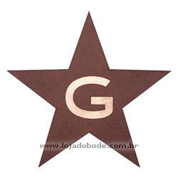 Estrela de 5 Pontas em madeira com G em dourado