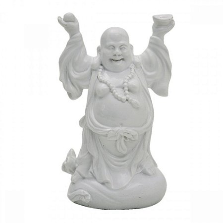Buda em Pé - cerâmica branca - 16cm