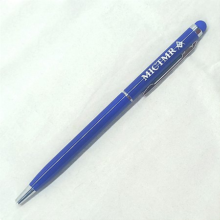 Caneta Azul Esferográfica com Símbolo Maçônico e Touch para Celular e Tablet