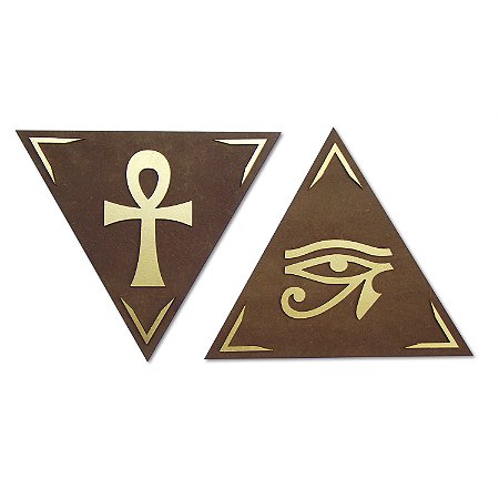 Kit 2 Quadros Olho de Hórus e Ankh (Udyat e Cruz Ansata) - Triângulo 20cm