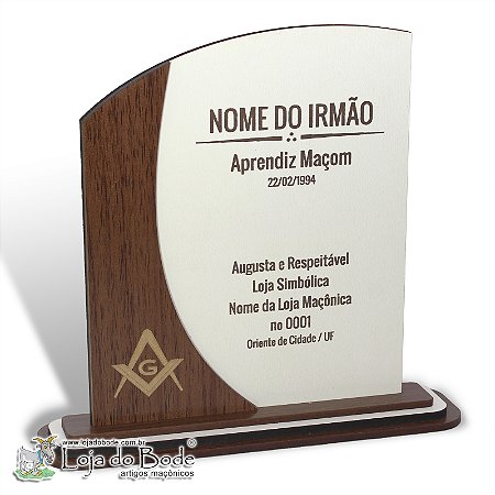 Placa para Homenagem - Datas Importantes - Aprendiz Maçom