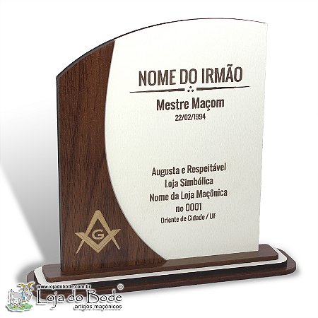 Placa para Homenagem - Datas Importantes - Mestre Maçom