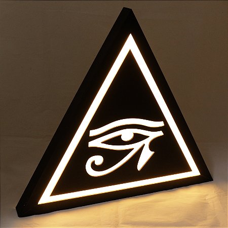 Delta com Olho de Hórus (Olho Egípcio) - Iluminado (LED) - acabamento em preto