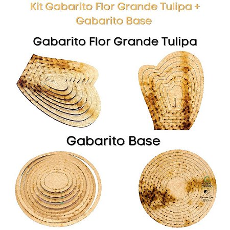 Kit Gabarito Flor Tulipa 10x15cm + Base Redonda