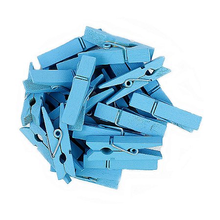 50 Unidades Mini Pregadores Azul 3,5 cm